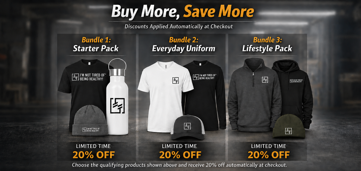 “Three bundle options: Starter Pack, Everyday Uniform, and Lifestyle Pack, featuring logo-only and logo-plus-slogan designs.”